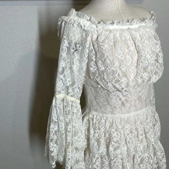 Tadashi Shoji Jacquin off shoulder lace dress size 10 - Picture 6 of 10